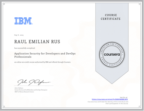 Application Security for Developers and DevOps Professionals — coursera certificate