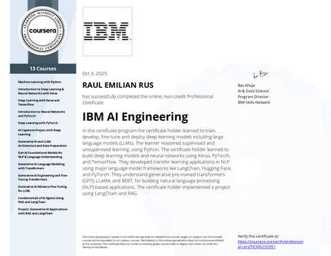 IBM AI Engineering — coursera certificate