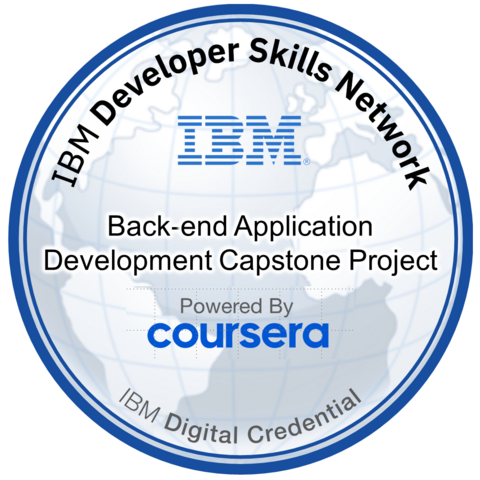 Back-end Application Development Capstone Project — credly badge