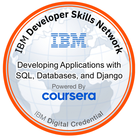 Developing Applications with SQL, Databases, and Django — credly badge
