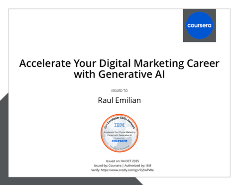 Accelerate Your Digital Marketing Career with Generative AI — credly certificate