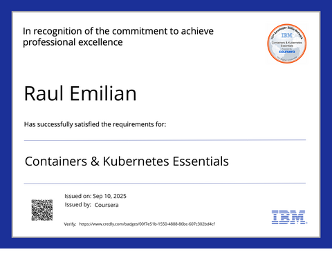 Containers & Kubernetes Essentials — credly certificate